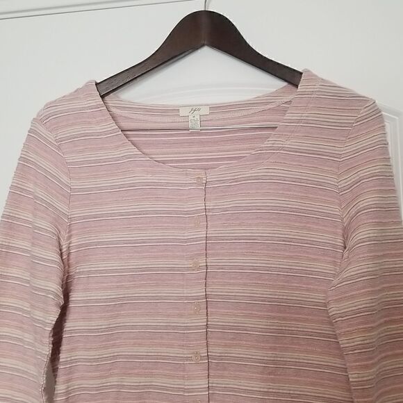 J. Jill Textured Button Down Striped Cardigan Sweater - Picture 3 of 7